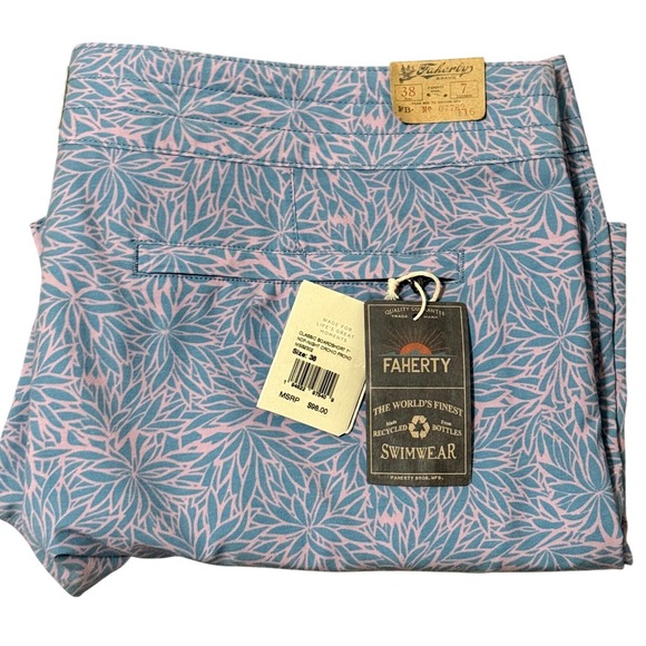 Faherty Boardshorts Mens Sz 38 Swim Trunk Orchid Frond Floral
